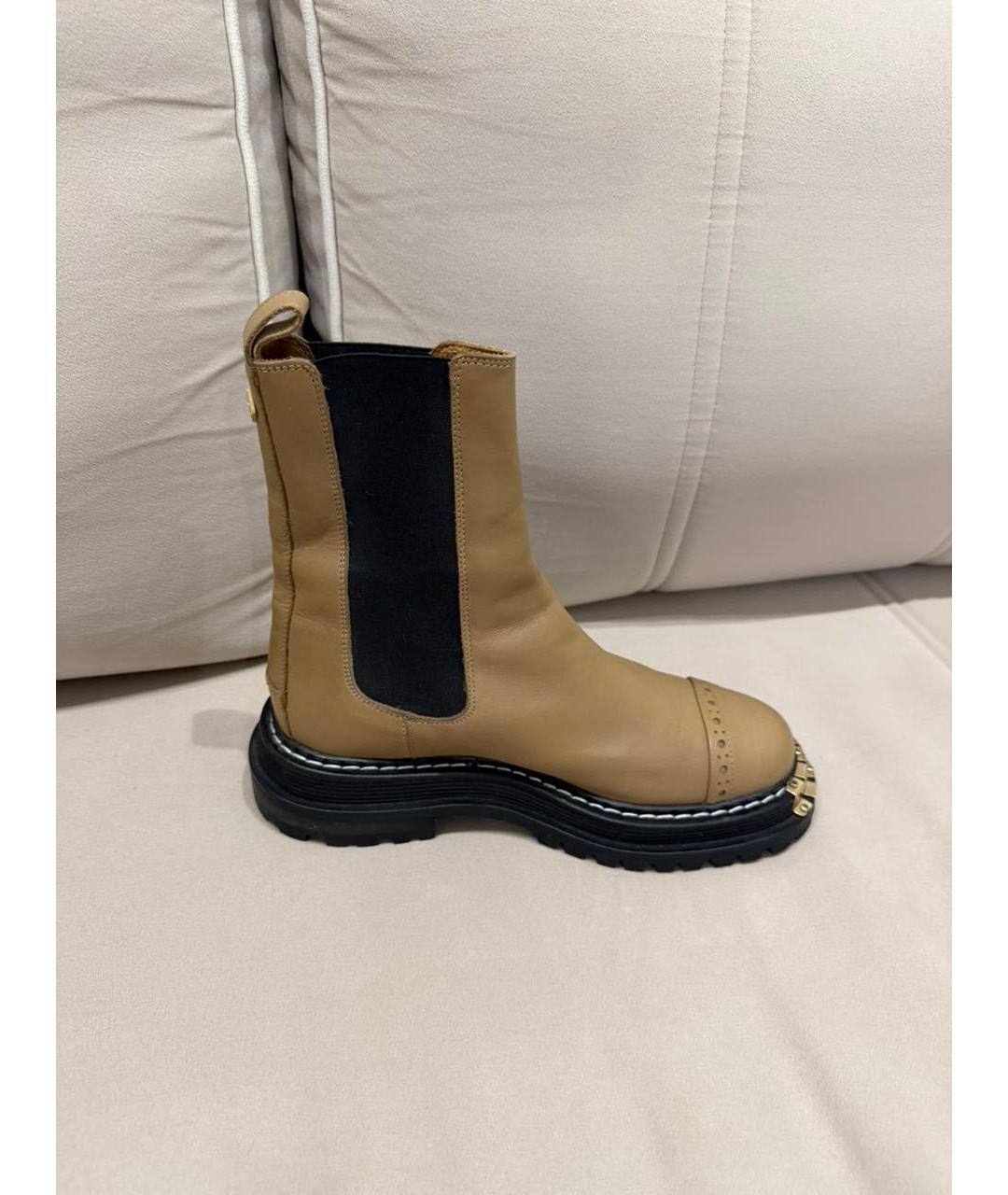 SANDRO Бежевые кожаные ботинки, фото 9