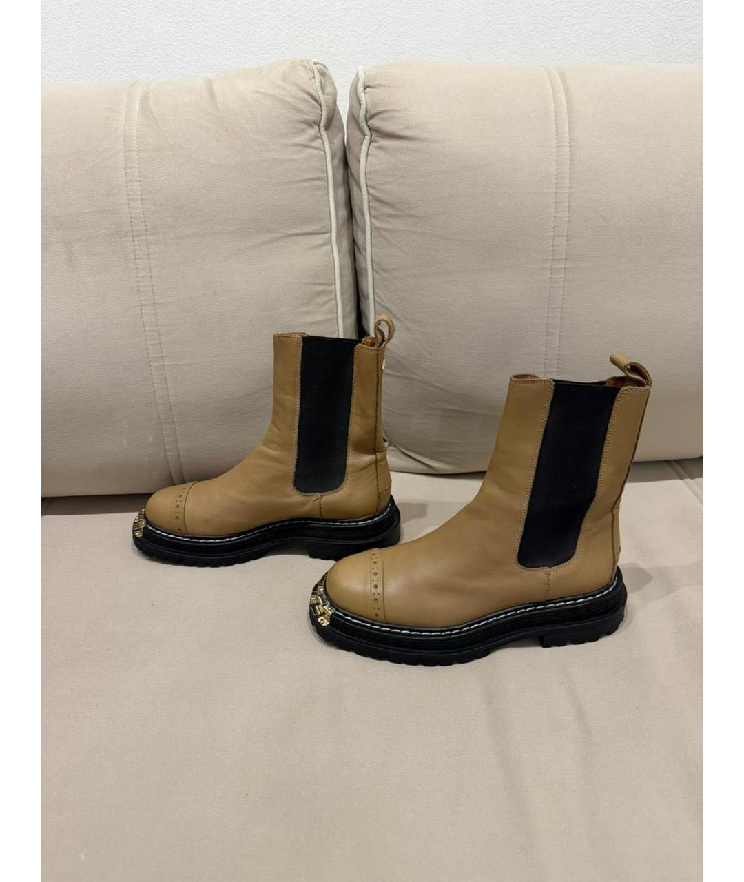 SANDRO Бежевые кожаные ботинки, фото 3