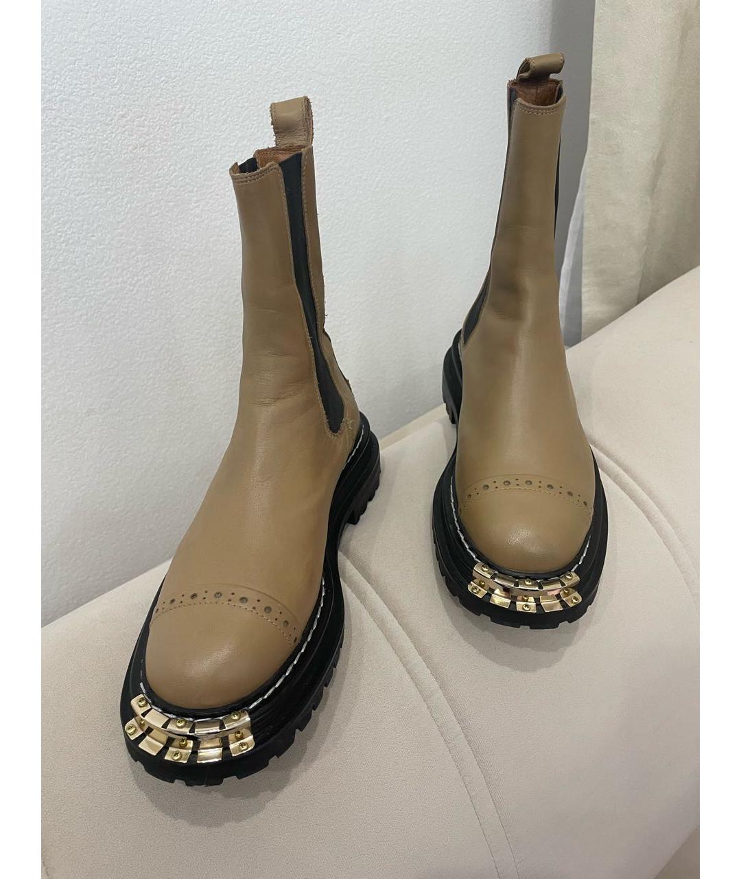 SANDRO Бежевые кожаные ботинки, фото 5