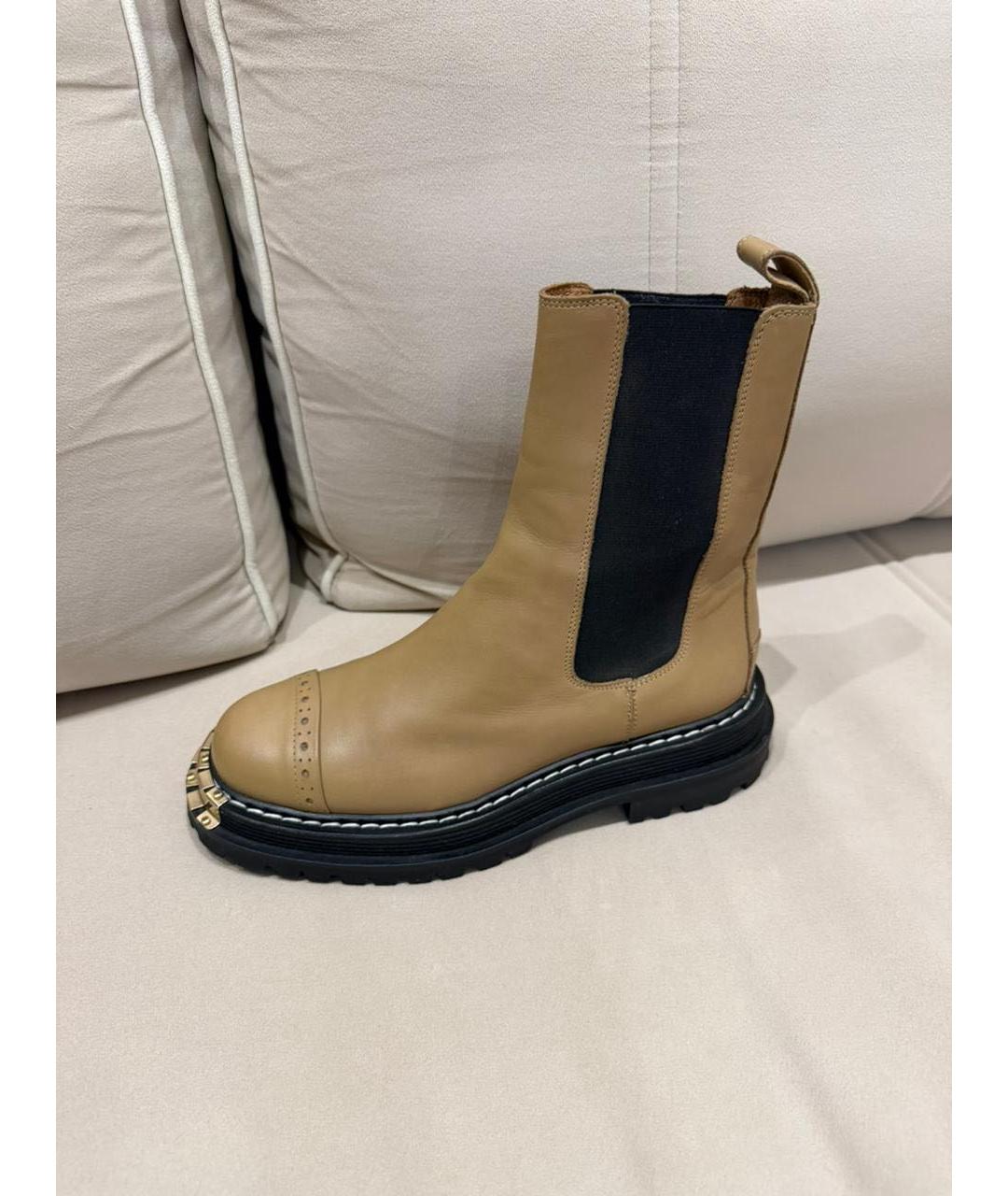 SANDRO Бежевые кожаные ботинки, фото 8