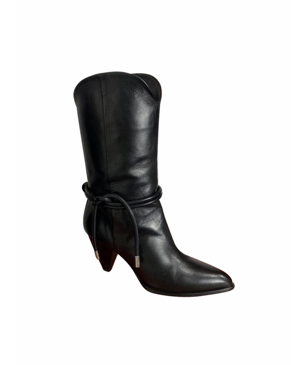 HUGO BOSS Черные кожаные сапоги, фото 1