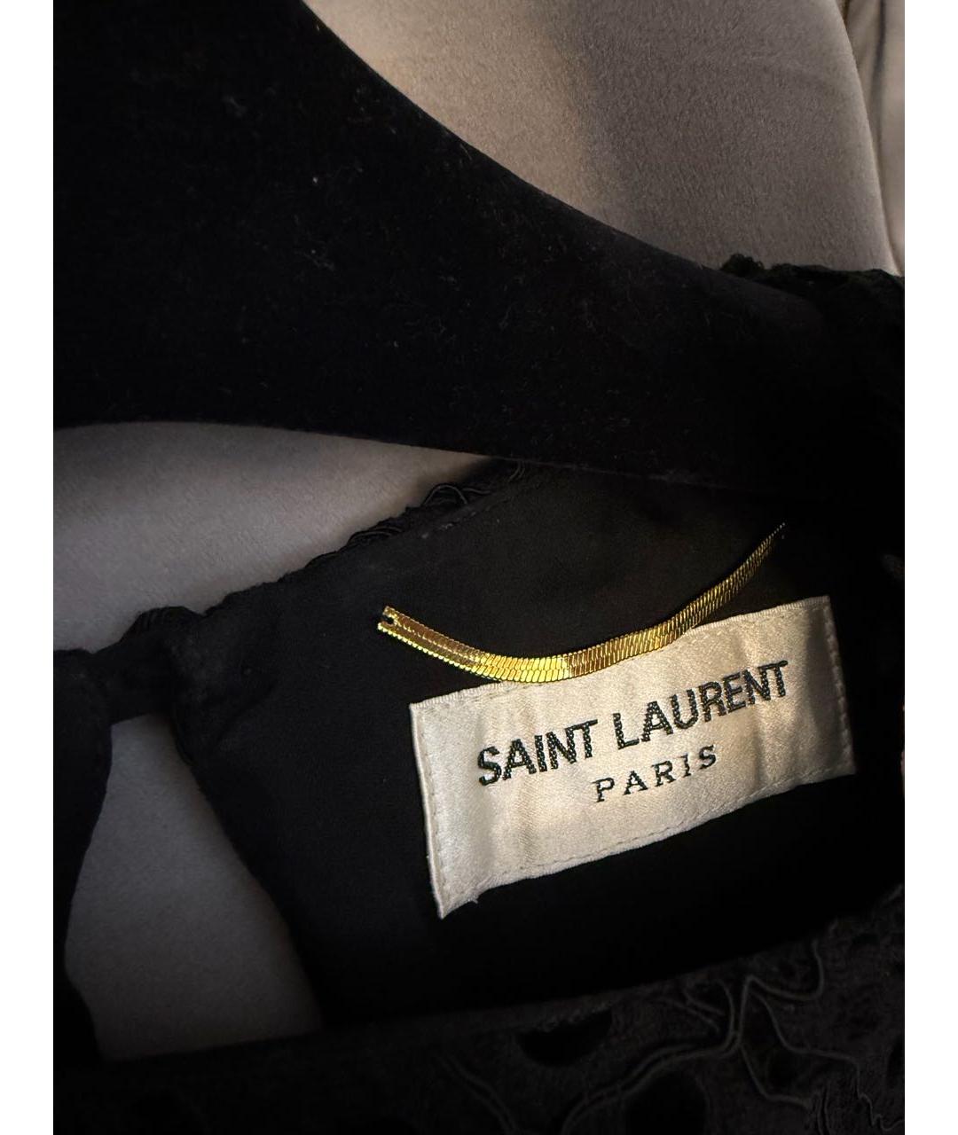 SAINT LAURENT Черное шелковое платье, фото 3