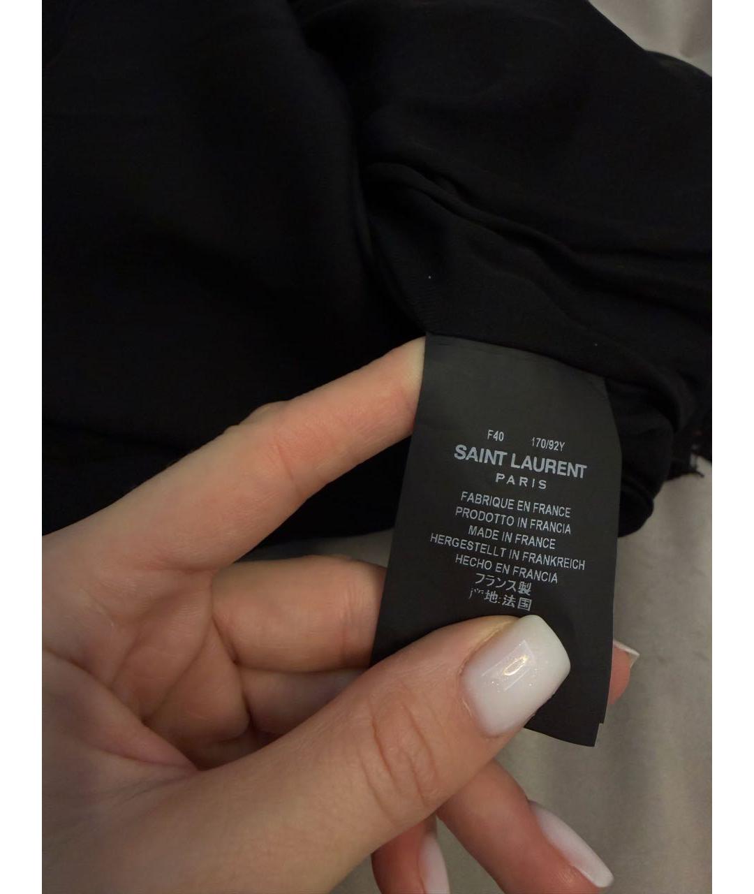 SAINT LAURENT Черное шелковое платье, фото 4