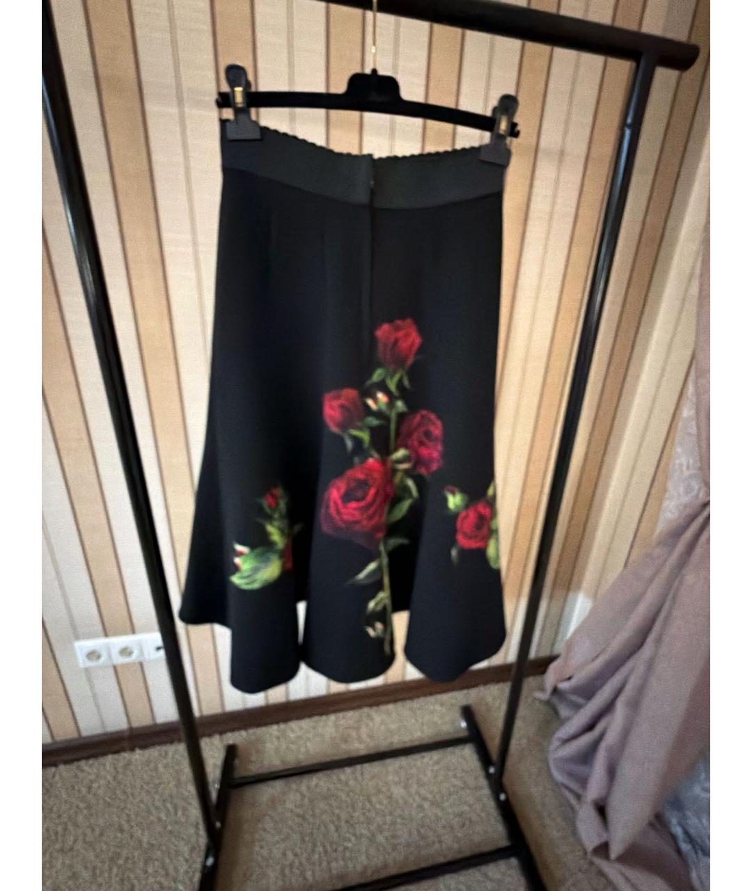 DOLCE&GABBANA Черная шерстяная юбка миди, фото 2