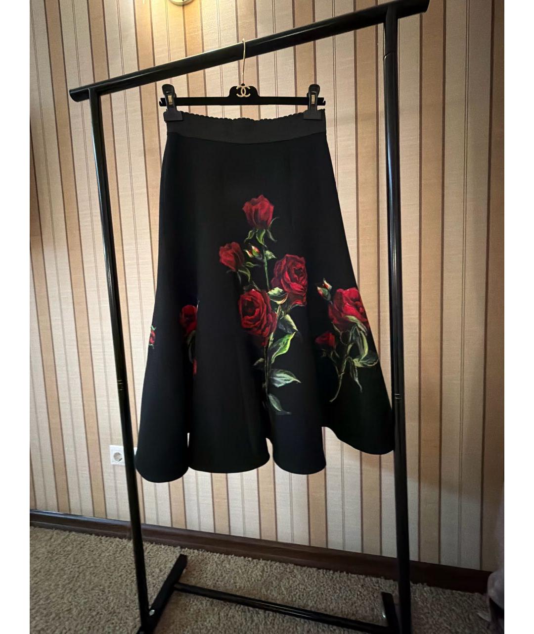 DOLCE&GABBANA Черная шерстяная юбка миди, фото 6