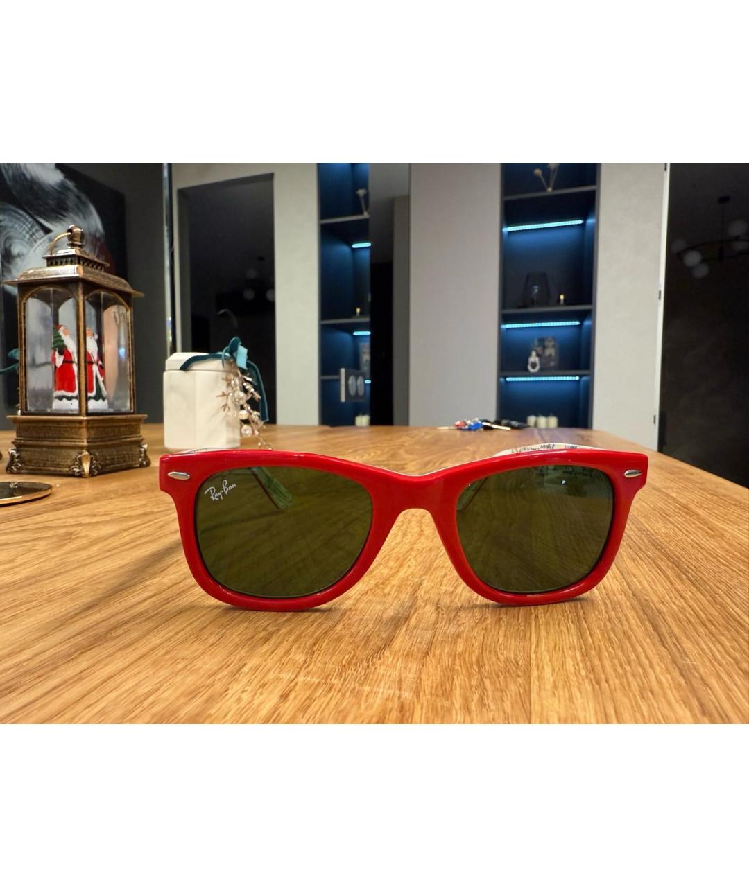 RAY BAN Красные пластиковые солнцезащитные очки, фото 8