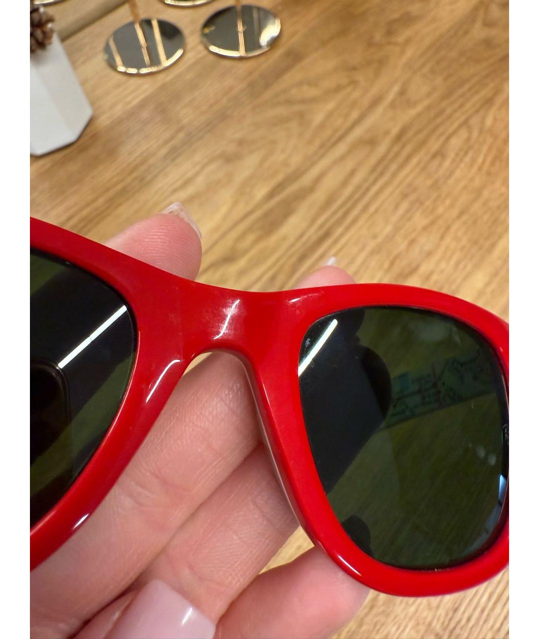 RAY BAN Красные пластиковые солнцезащитные очки, фото 7