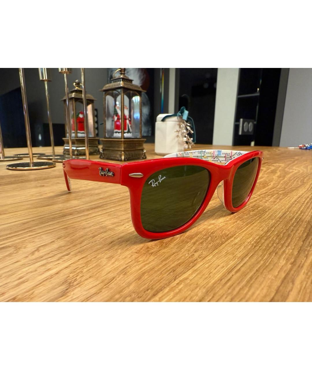 RAY BAN Красные пластиковые солнцезащитные очки, фото 2