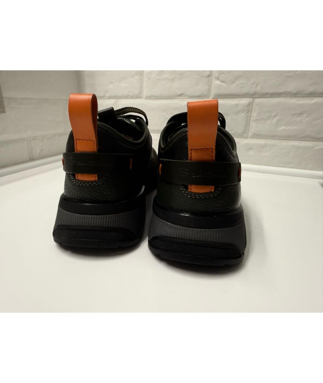 SANTONI Зеленые кожаные низкие кроссовки / кеды, фото 3