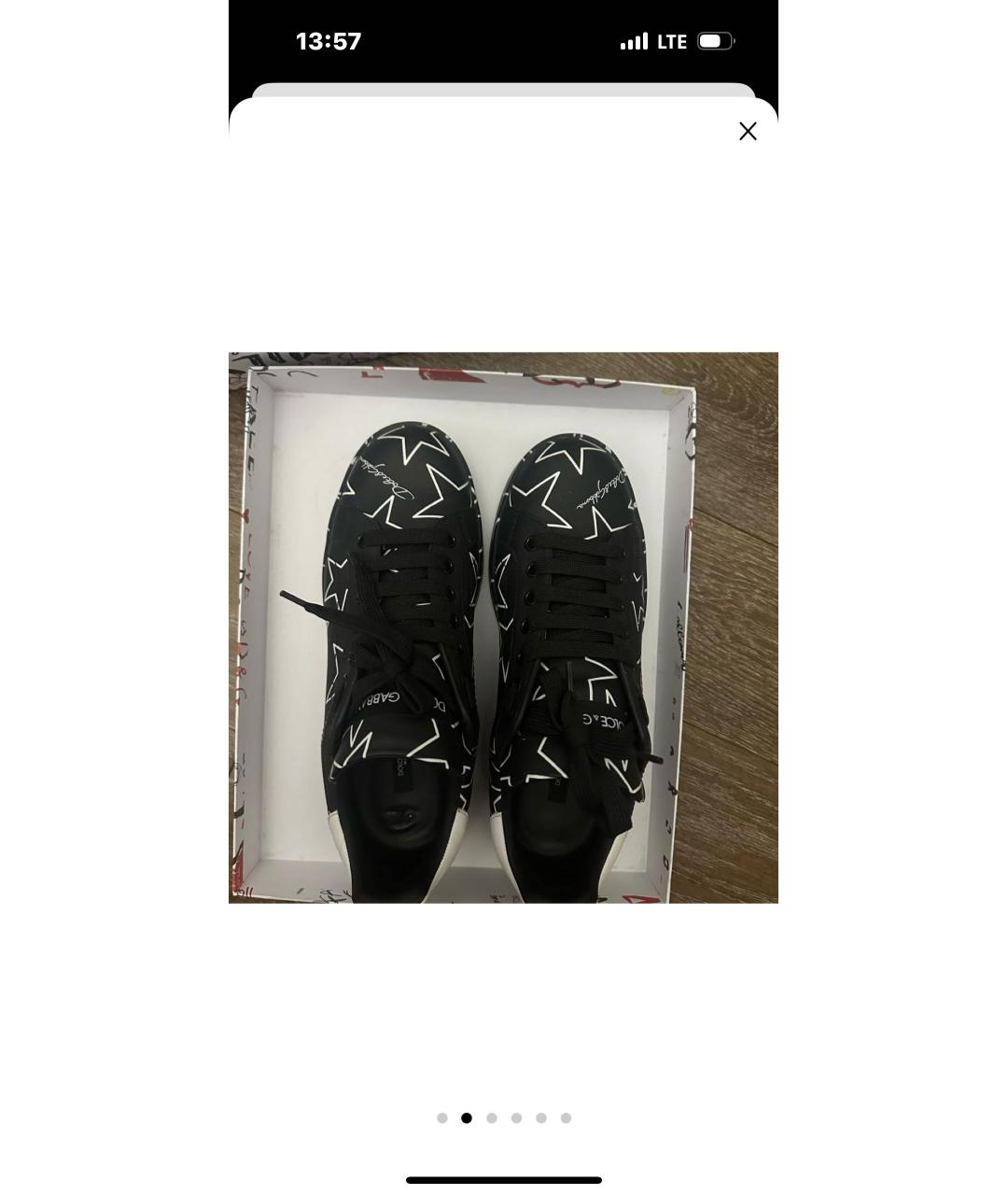 DOLCE&GABBANA Черные кожаные кеды, фото 3