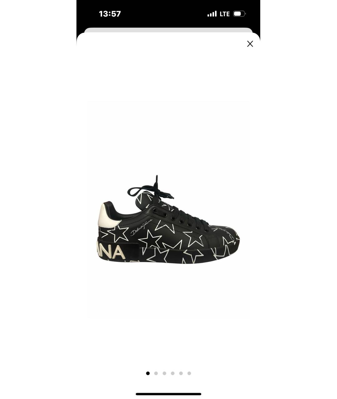 DOLCE&GABBANA Черные кожаные кеды, фото 5