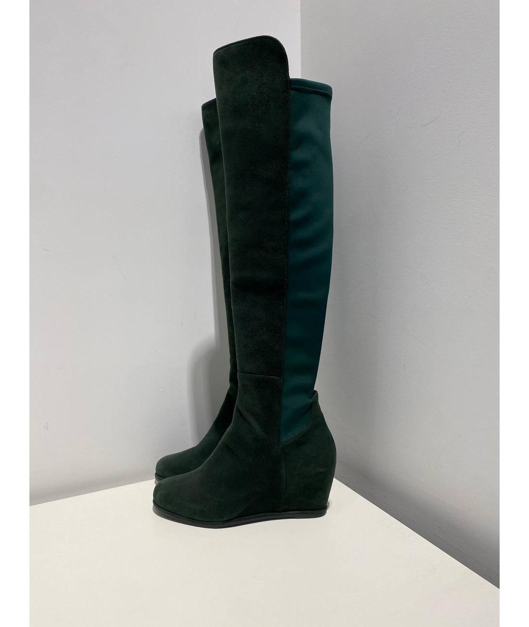 STUART WEITZMAN Хаки замшевые сапоги, фото 2