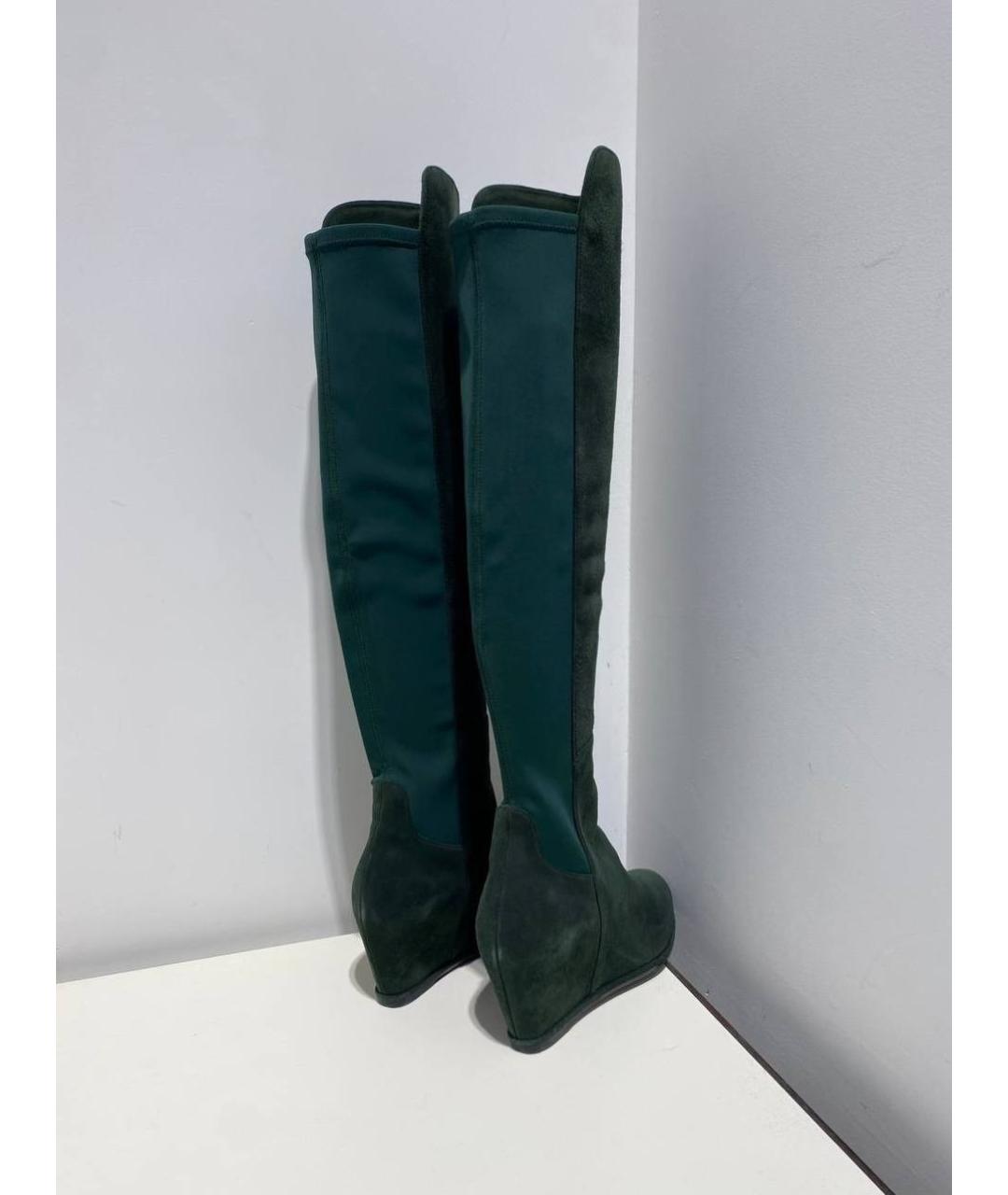 STUART WEITZMAN Хаки замшевые сапоги, фото 3