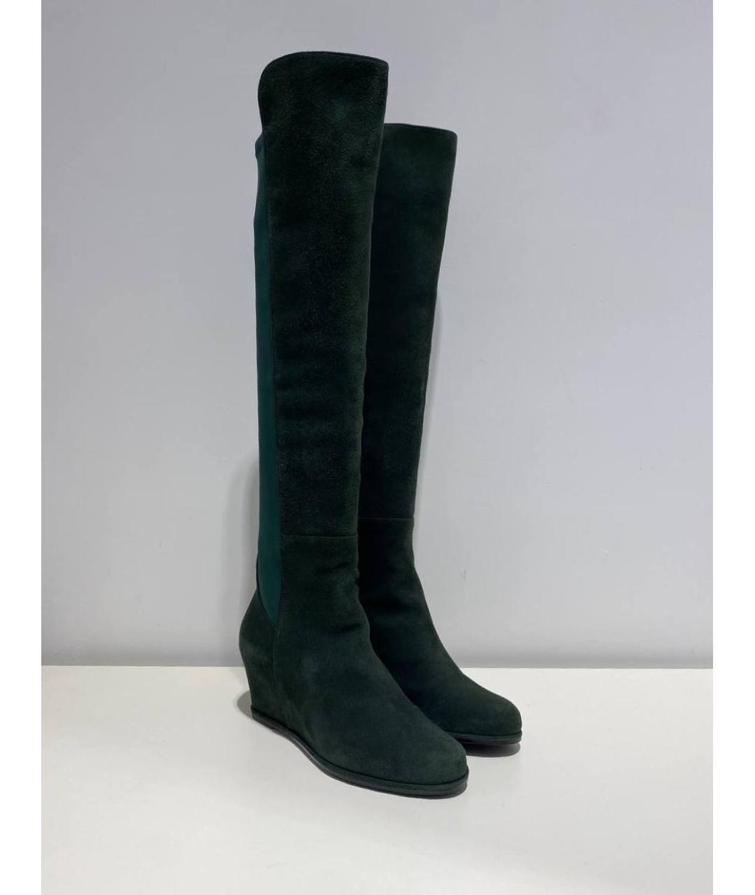 STUART WEITZMAN Хаки замшевые сапоги, фото 4