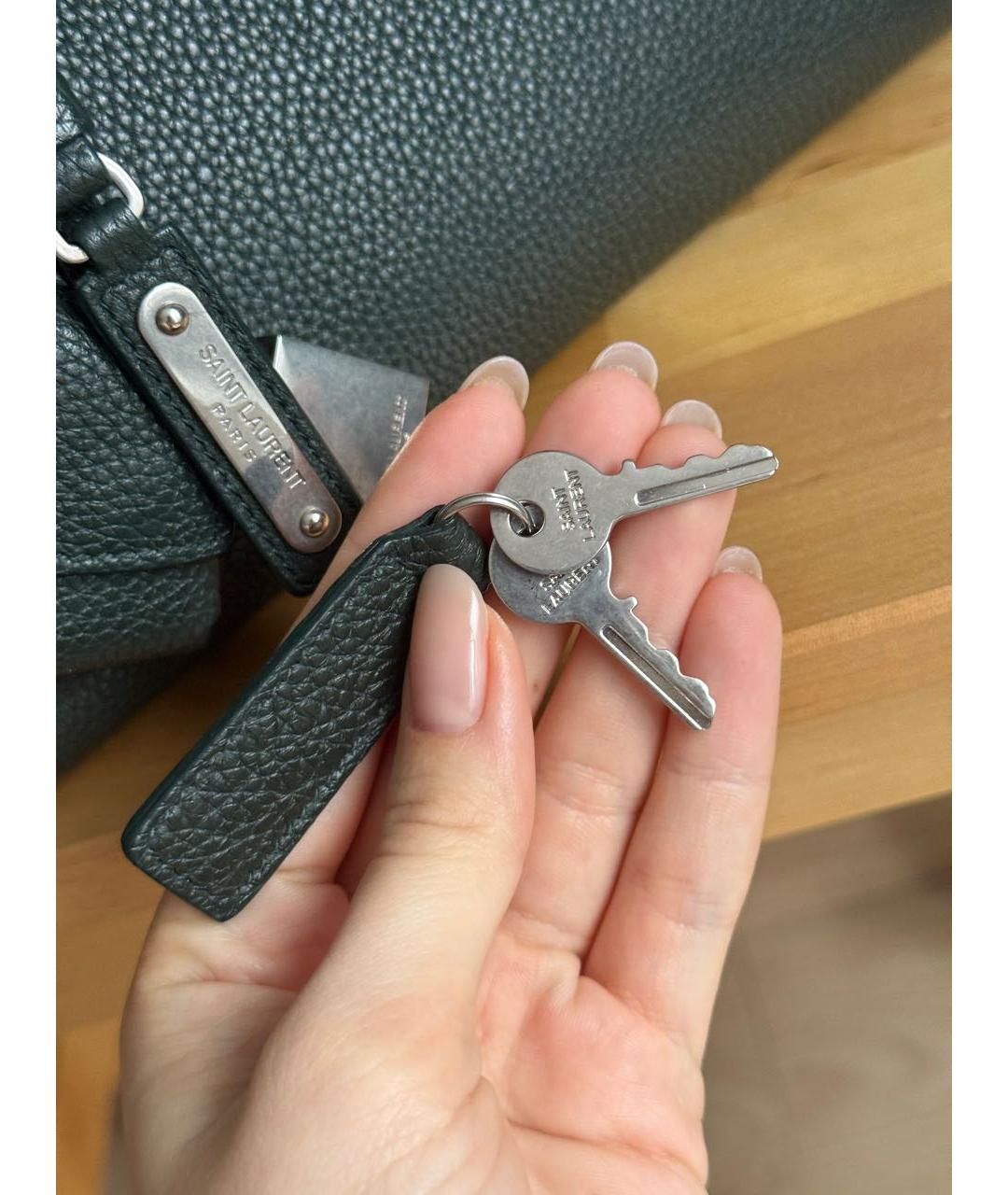 SAINT LAURENT Зеленая кожаная сумка тоут, фото 6