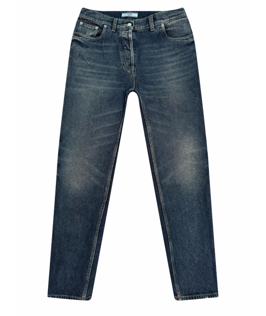 PRADA Синие хлопковые прямые джинсы, фото 1