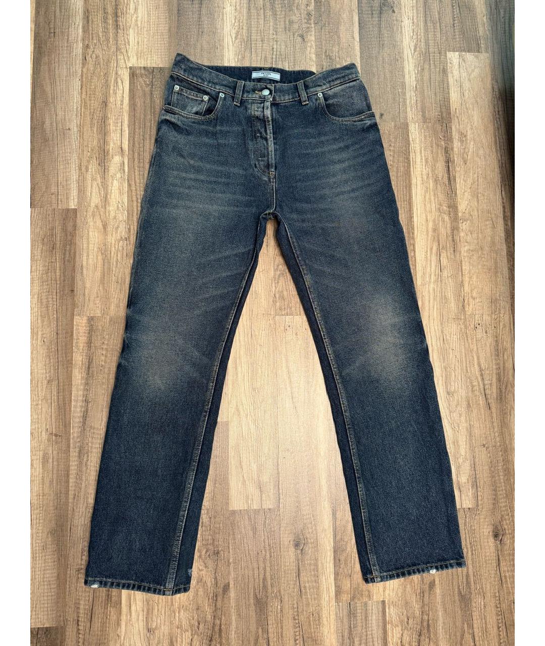 PRADA Синие хлопковые прямые джинсы, фото 4