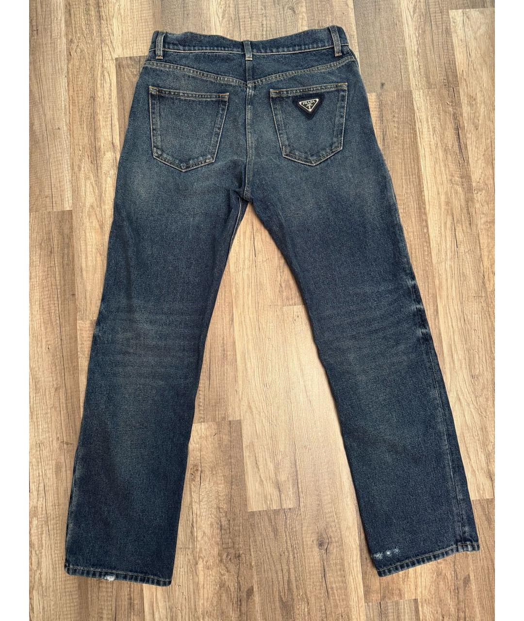 PRADA Синие хлопковые прямые джинсы, фото 2