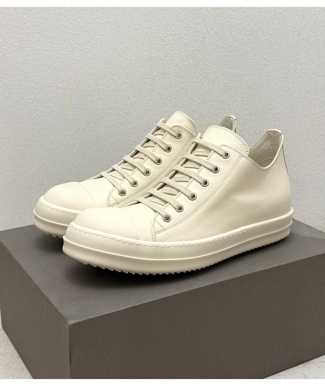 RICK OWENS Белые кожаные кеды, фото 2