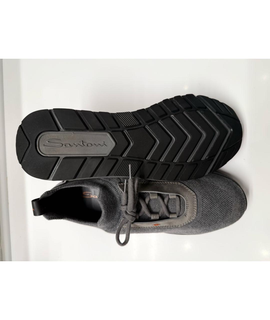 SANTONI Серые текстильные низкие кроссовки / кеды, фото 3