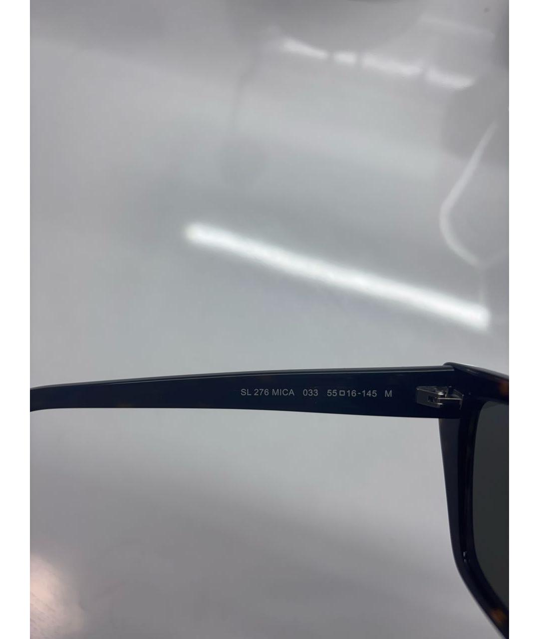 SAINT LAURENT Коричневые пластиковые солнцезащитные очки, фото 5