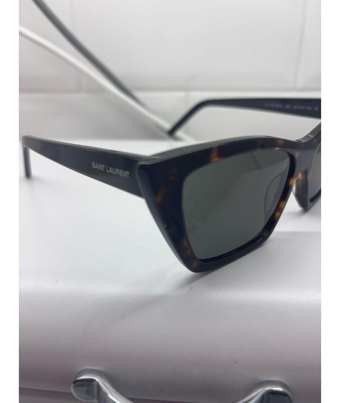 SAINT LAURENT Коричневые пластиковые солнцезащитные очки, фото 3