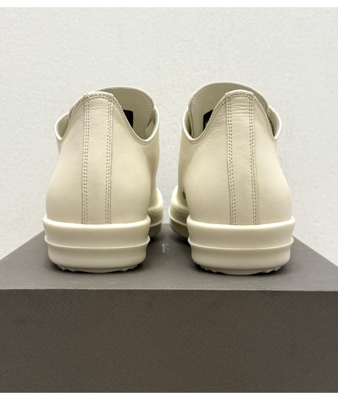 RICK OWENS Белые кожаные низкие кроссовки / кеды, фото 9
