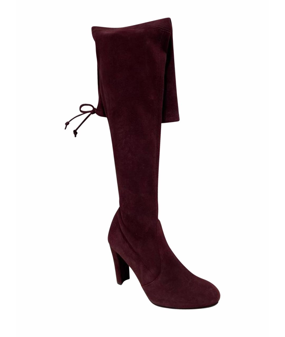 STUART WEITZMAN Бордовые замшевые сапоги, фото 1