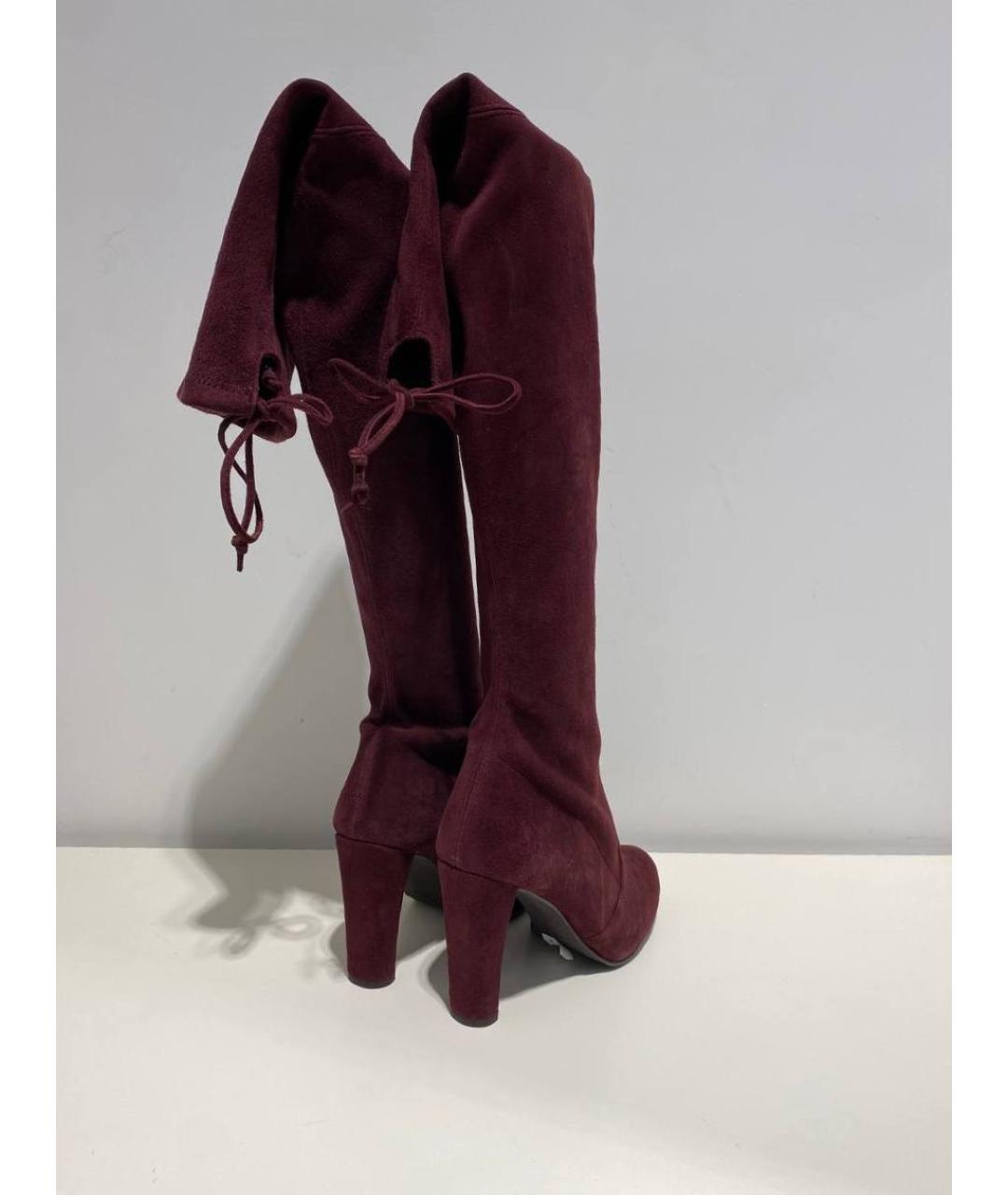 STUART WEITZMAN Бордовые замшевые сапоги, фото 3