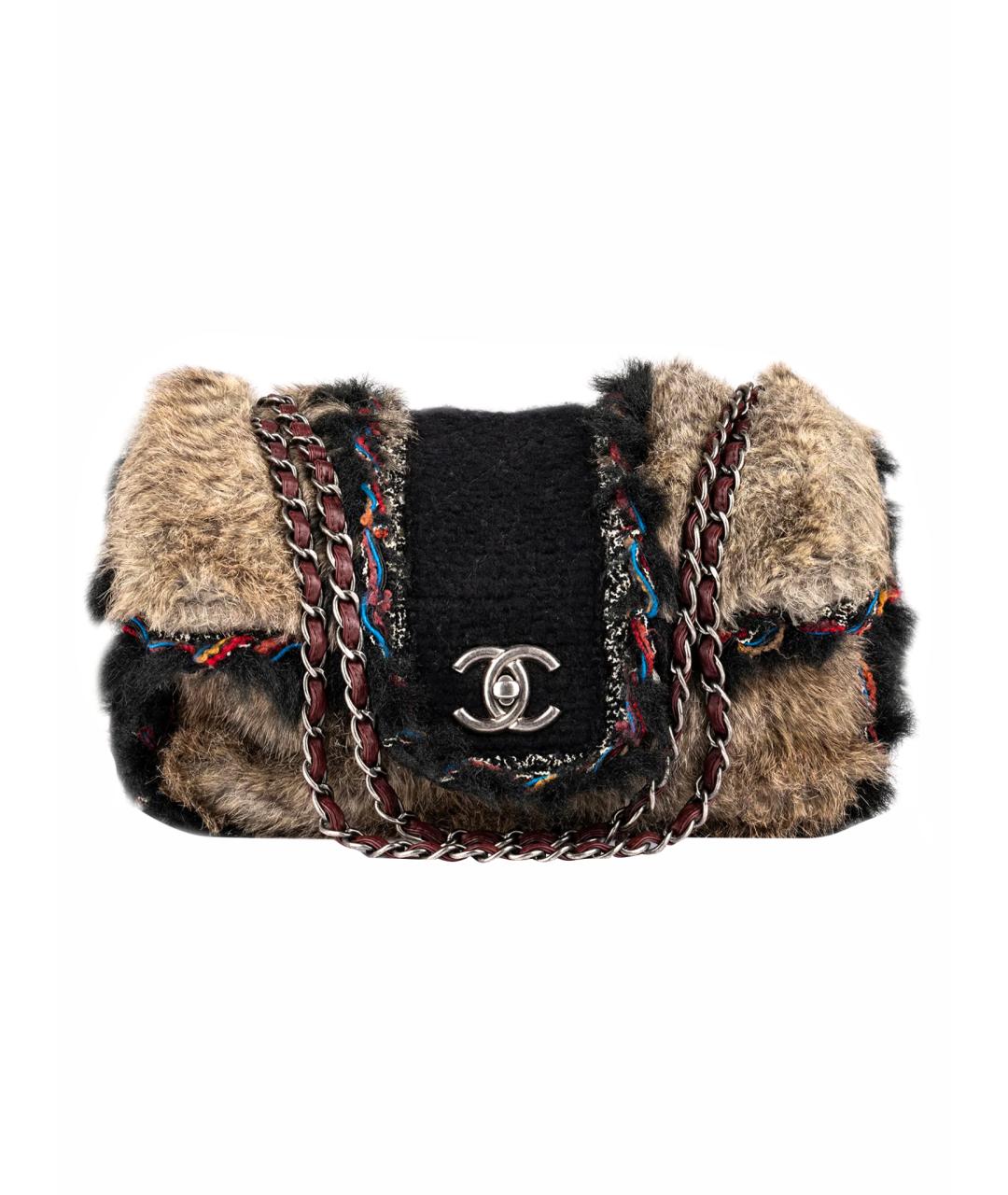 CHANEL Коричневая меховая сумка через плечо, фото 1