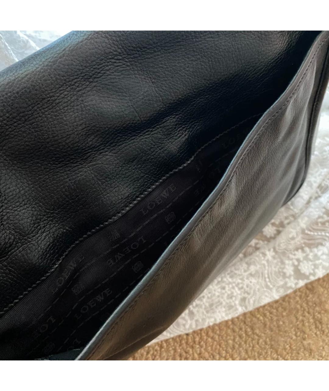 LOEWE Черная кожаная сумка с короткими ручками, фото 5