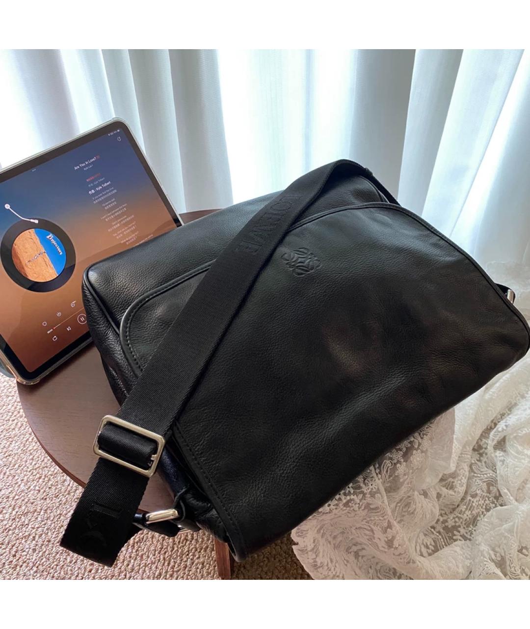 LOEWE Черная кожаная сумка с короткими ручками, фото 9