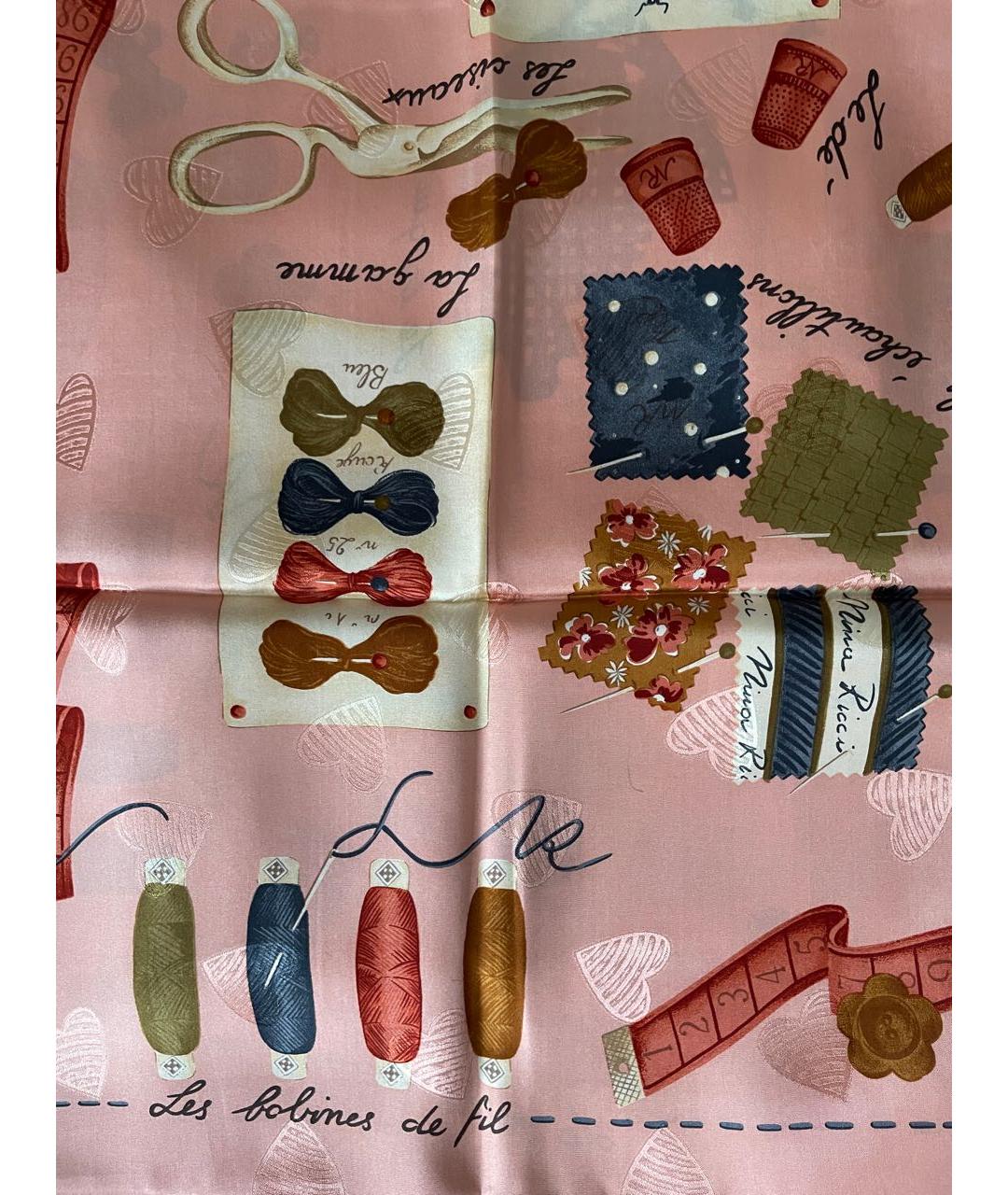 NINA RICCI Розовый шелковый платок, фото 2