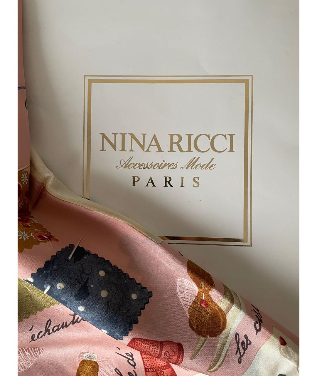 NINA RICCI Розовый шелковый платок, фото 4