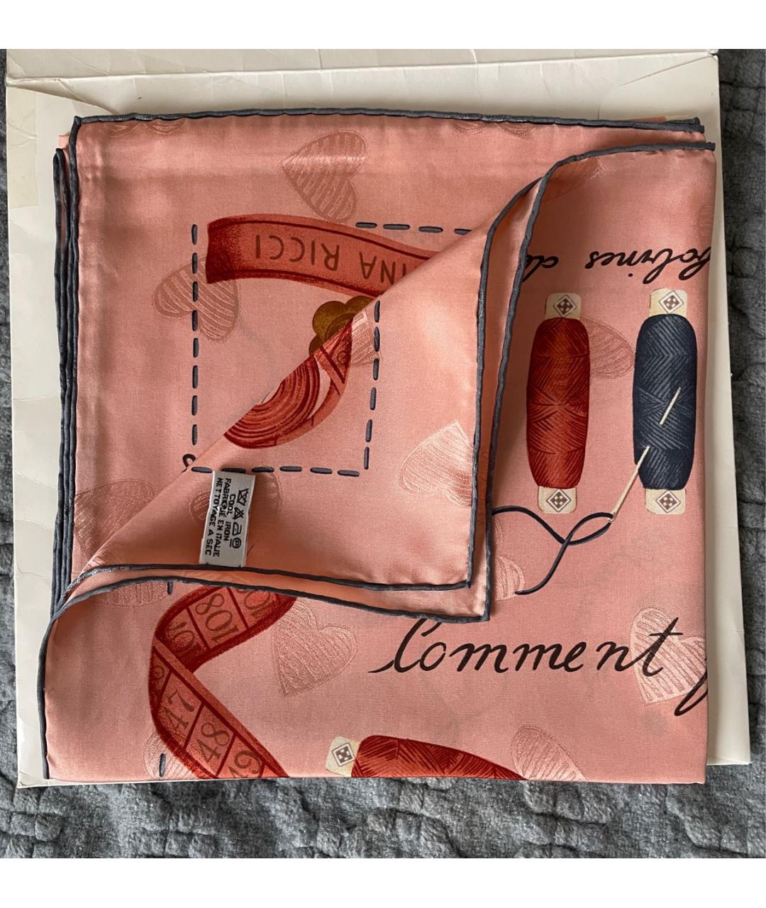 NINA RICCI Розовый шелковый платок, фото 7
