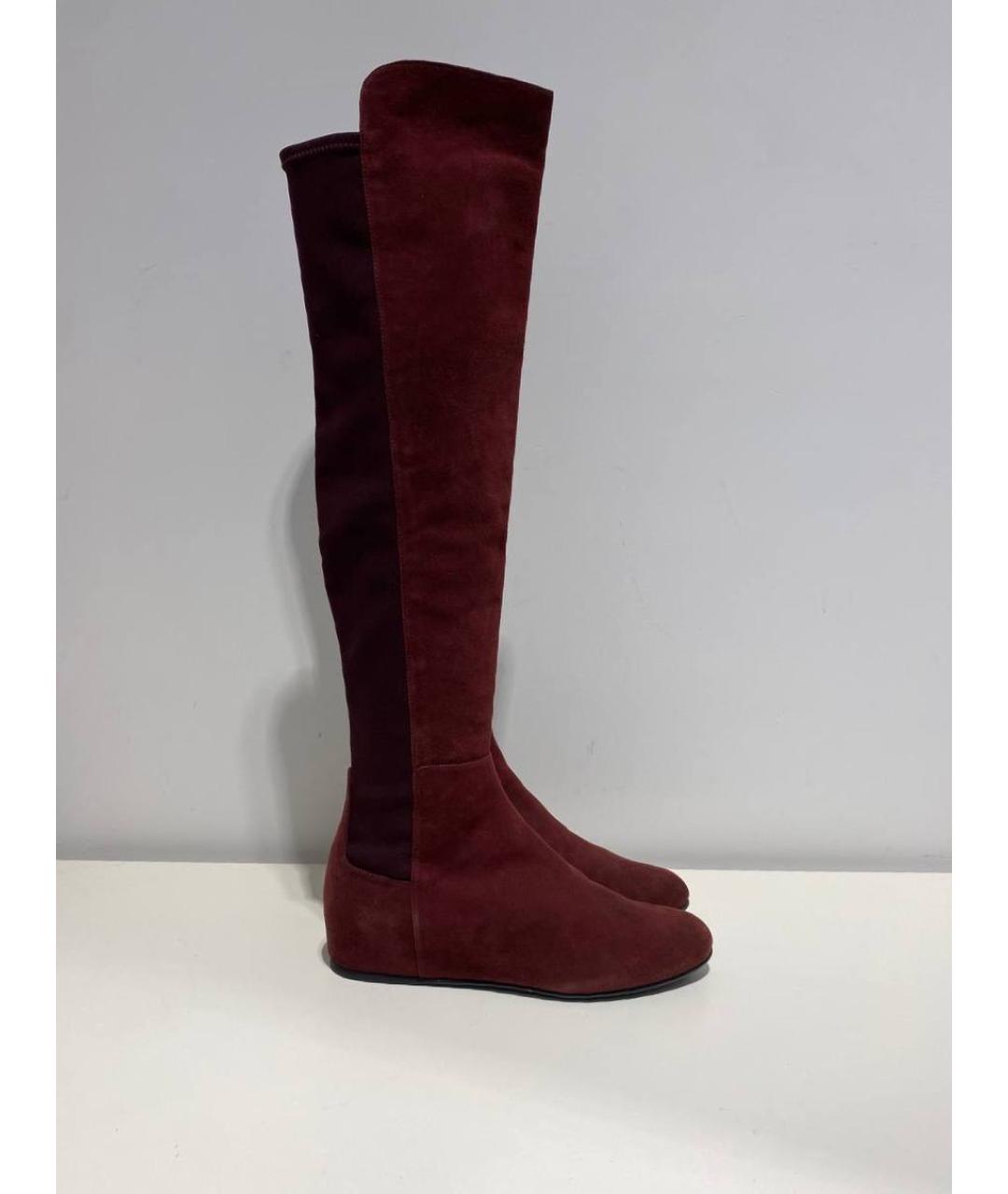 STUART WEITZMAN Бордовые замшевые сапоги, фото 2