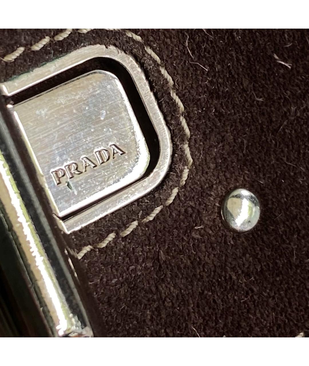 PRADA Коричневая замшевая сумка с короткими ручками, фото 3