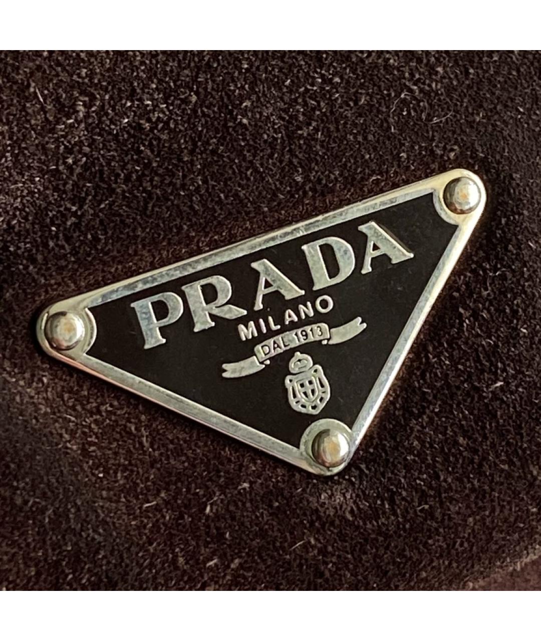 PRADA Коричневая замшевая сумка с короткими ручками, фото 2