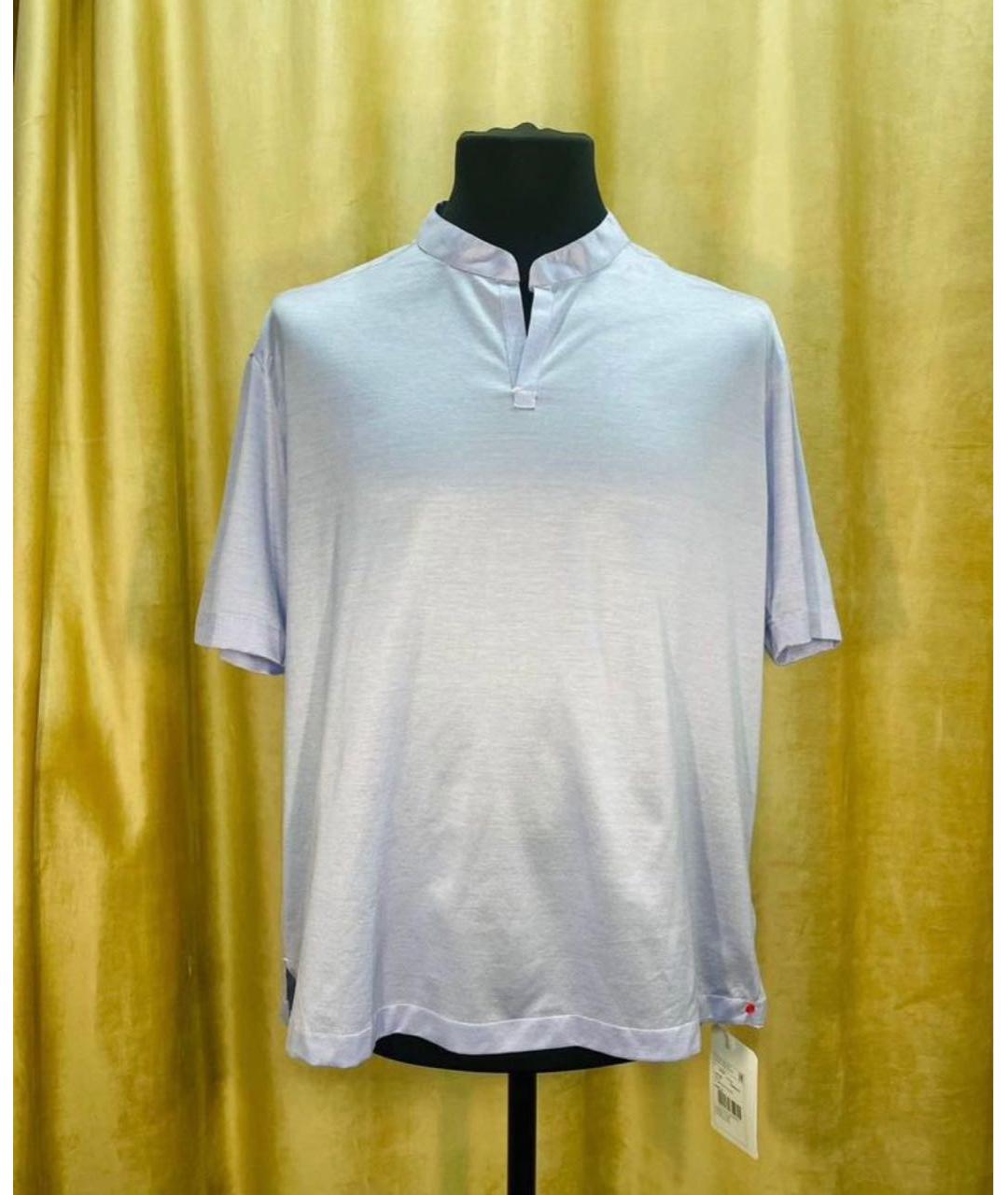 KITON Голубое хлопковое поло с коротким рукавом, фото 6