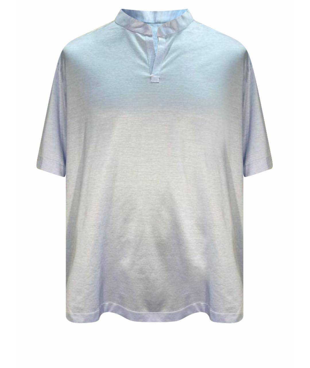 KITON Голубое хлопковое поло с коротким рукавом, фото 1