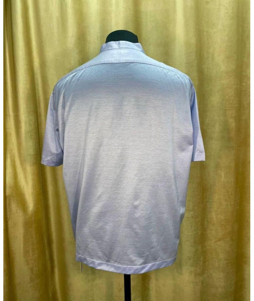 KITON Голубое хлопковое поло с коротким рукавом, фото 2