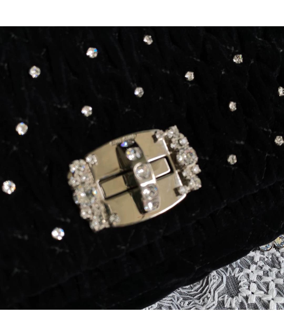 MIU MIU Черная бархатная сумка с короткими ручками, фото 4