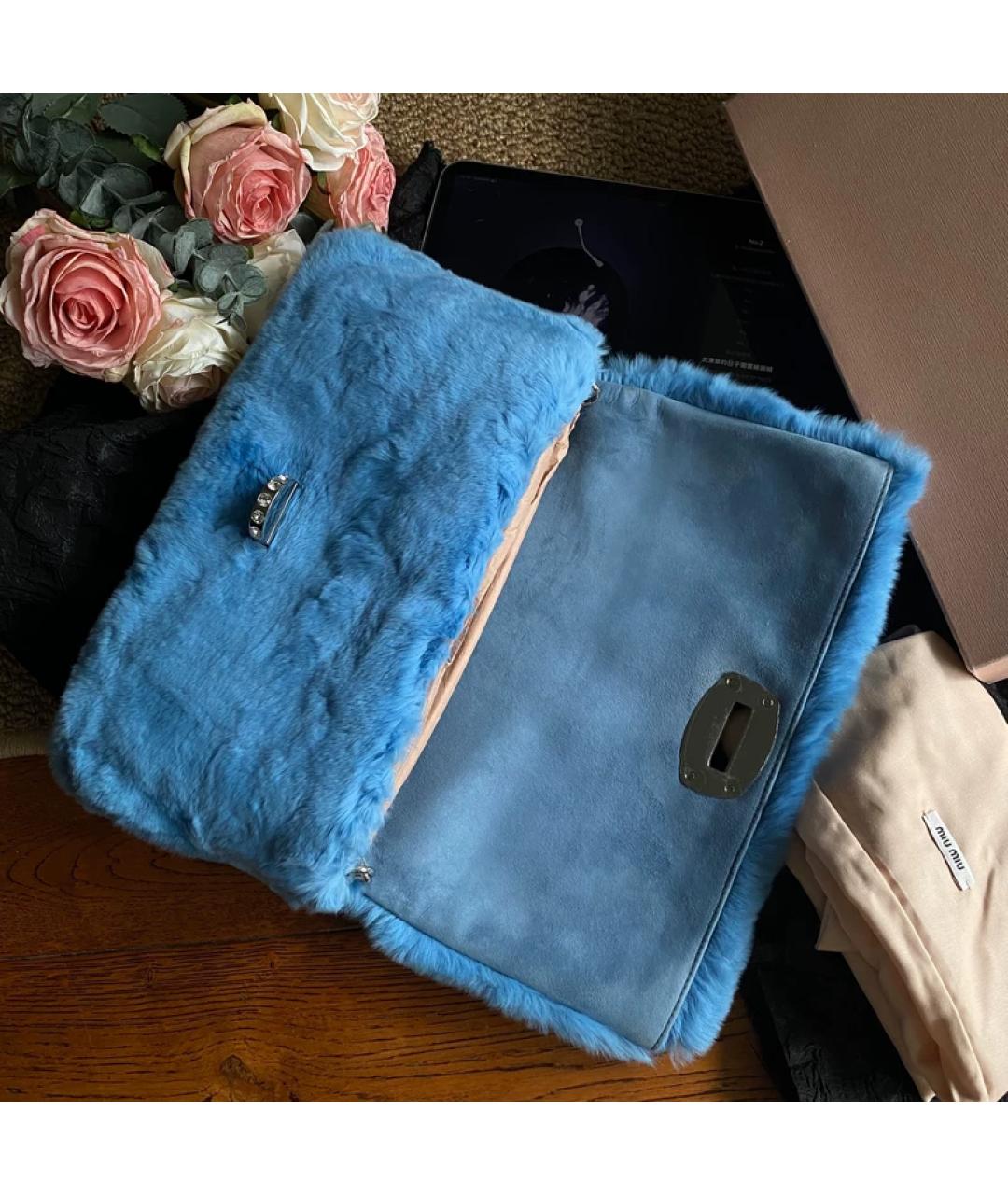 MIU MIU Голубая сумка с короткими ручками, фото 9