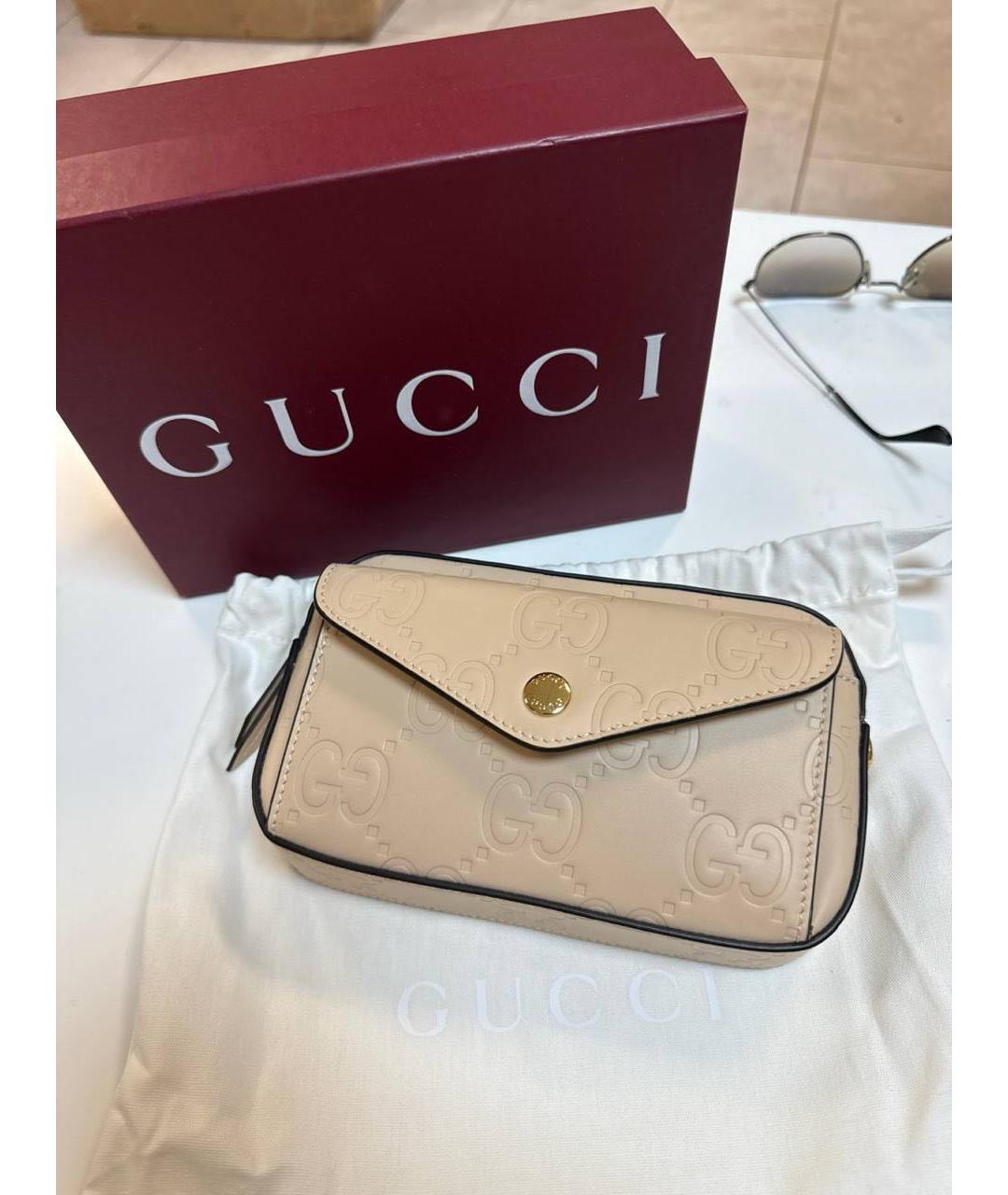 GUCCI Бежевая кожаная сумка через плечо, фото 3