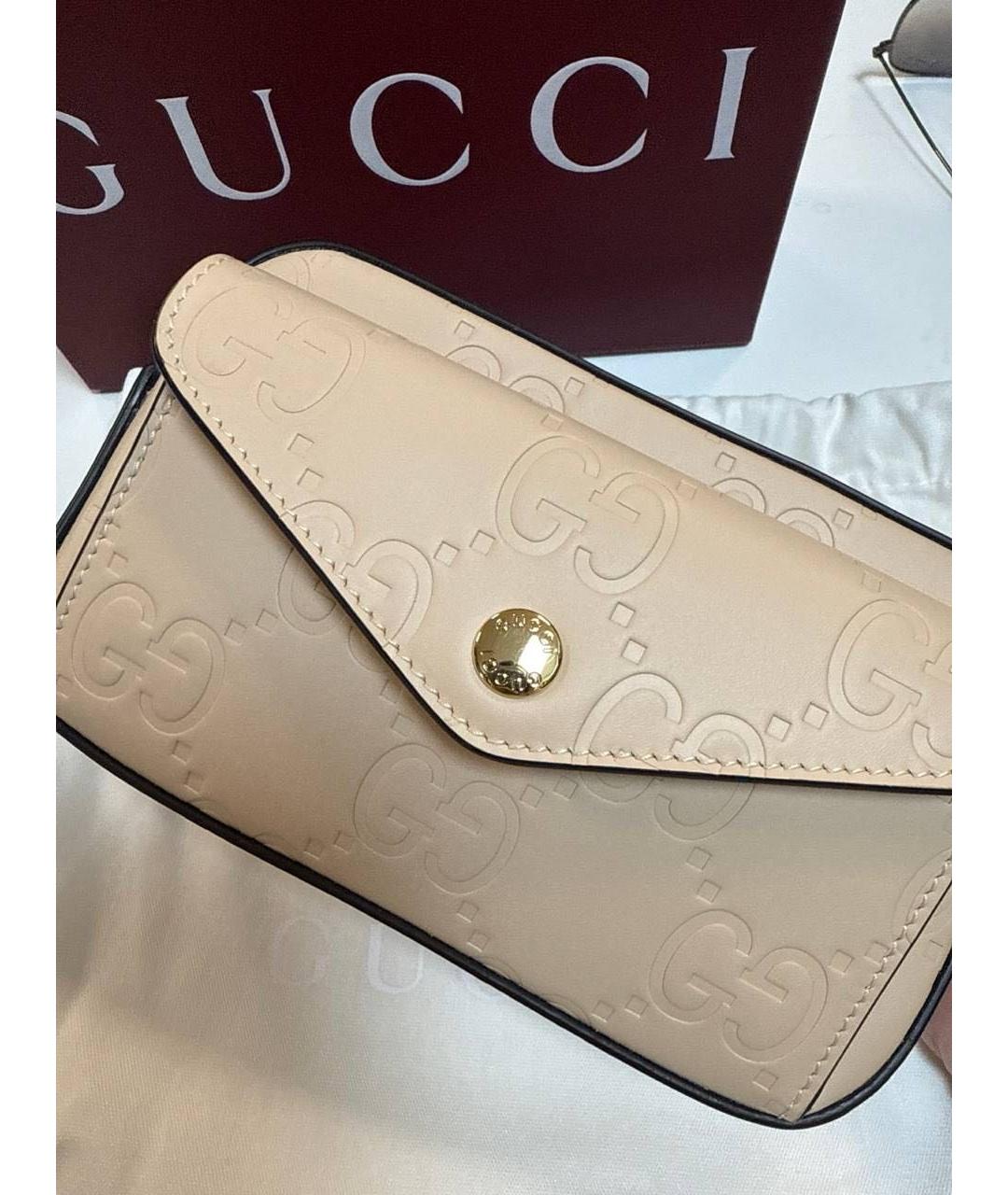 GUCCI Бежевая кожаная сумка через плечо, фото 4