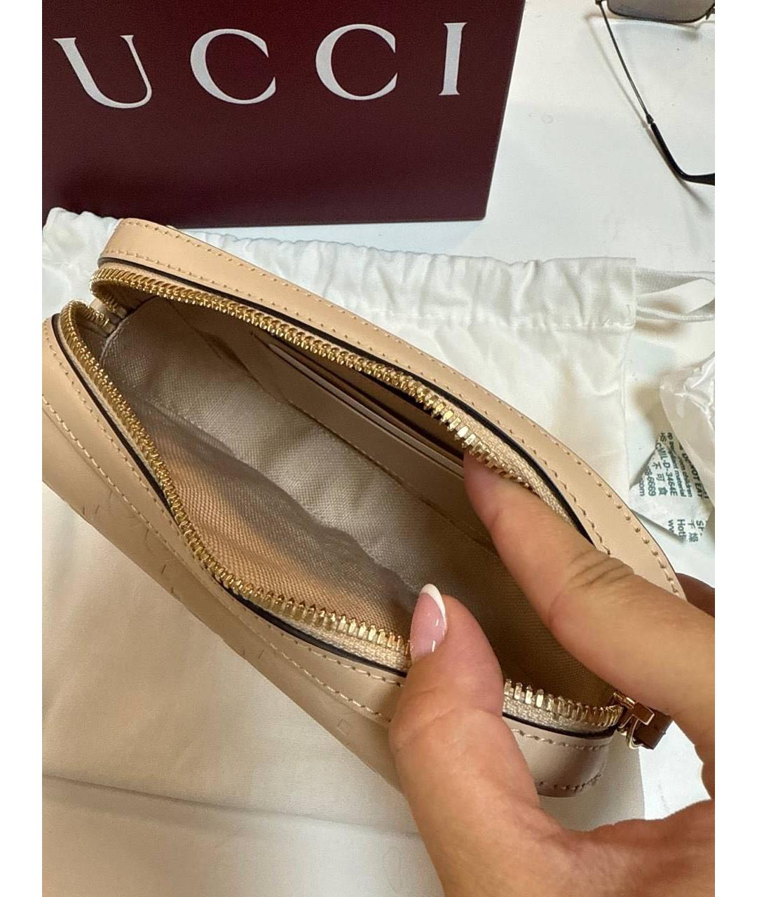 GUCCI Бежевая кожаная сумка через плечо, фото 2