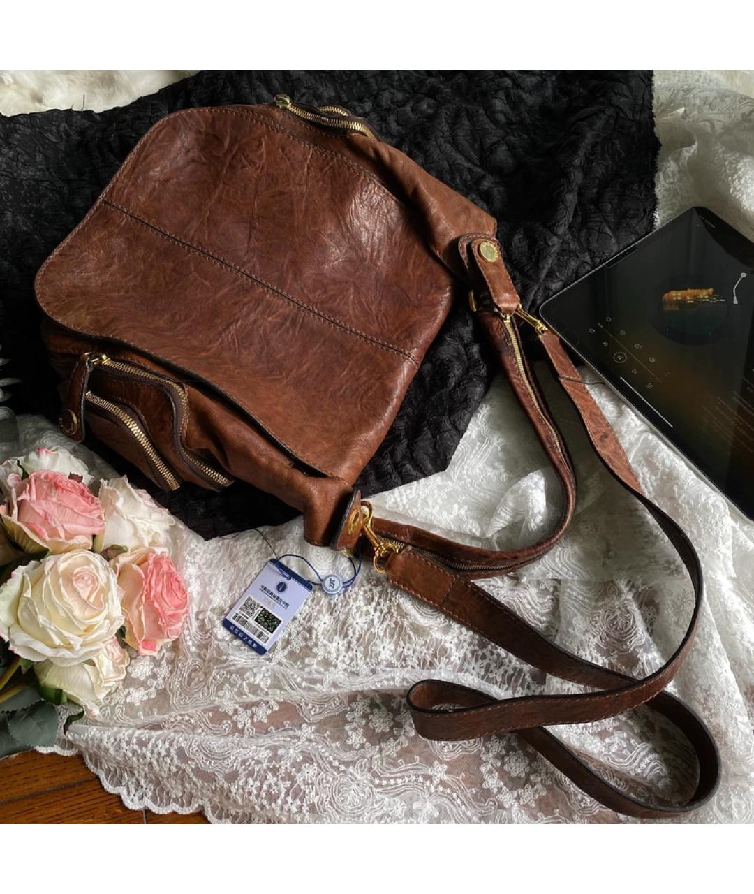 GIVENCHY Коричневая кожаная сумка с короткими ручками, фото 10