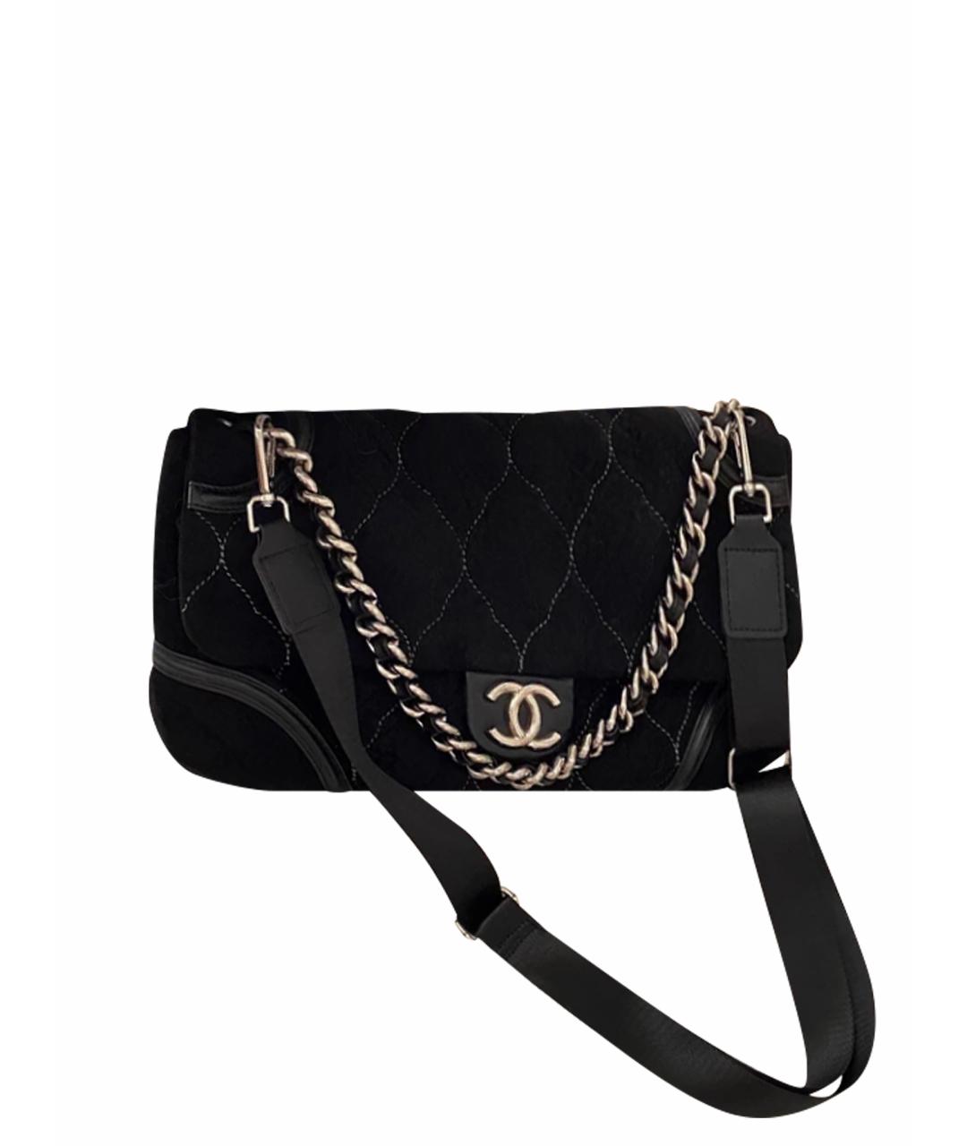 CHANEL Черная бархатная сумка с короткими ручками, фото 1