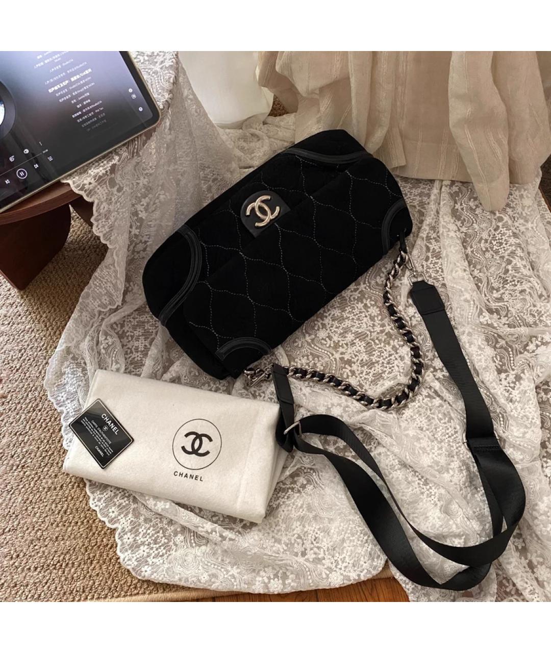 CHANEL Черная бархатная сумка с короткими ручками, фото 2