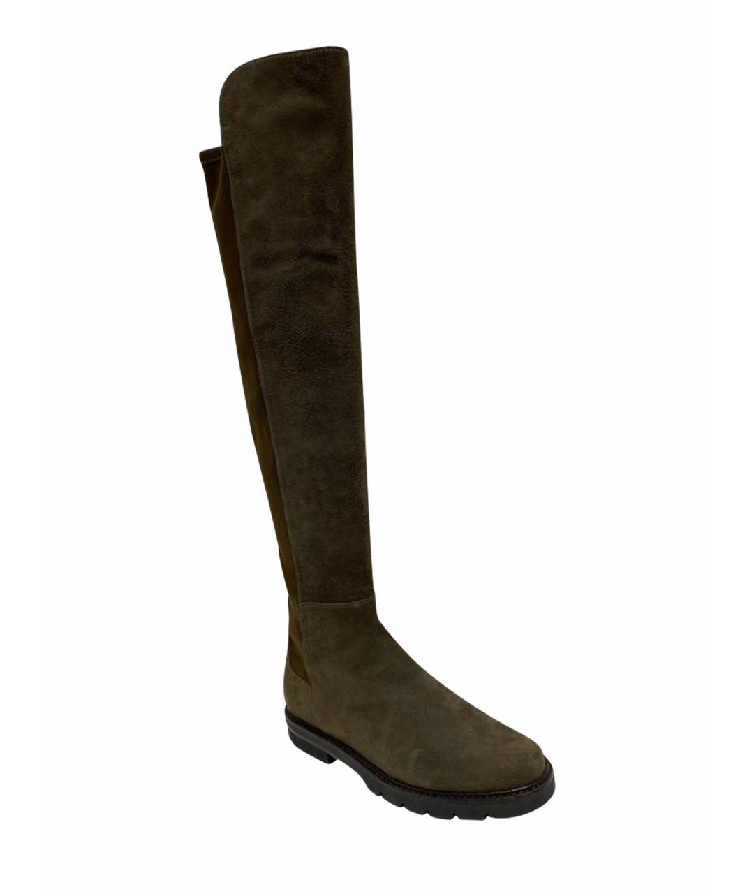 STUART WEITZMAN Коричневые замшевые сапоги, фото 1